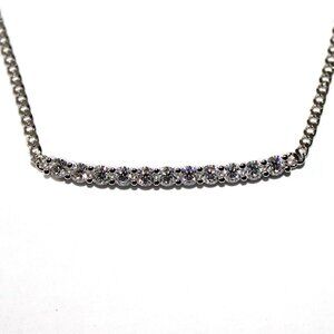 Sterling Silver Cubic Zirconia Bar Pendant Necklace 6 Grams